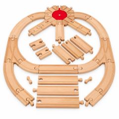 Dřevěná sada kolejnic, 37 dílů – Adam Toys