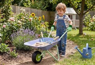 Dětské zahradní kolečko Adam Toys, modré, 3+ (1)