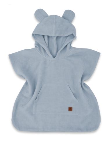 Dětské mušelínové pončo lux s kapucí Teddy, rychleschnoucí, jeans