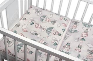 BABY NELLYS 3-dílná sada Mantinel s povlečením, Létající zvířátka, zelený (2)
