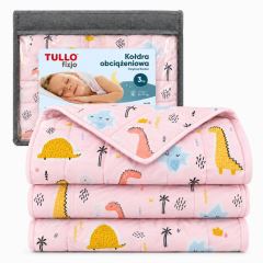 Zátěžová deka TULLO Fizjo 3 kg, 100 × 150 cm, růžová s dinosaury (1)