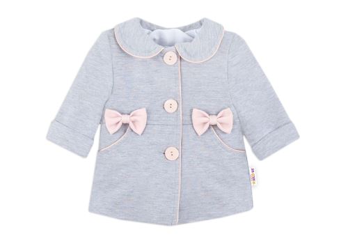 Baby Nellys Kojenecký bavlněný  kabátek s mašličkami, šedý