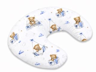 Kojící polštář/podkova, bavlna, Medvídci, modrý, ergonomický polštář pro kojení