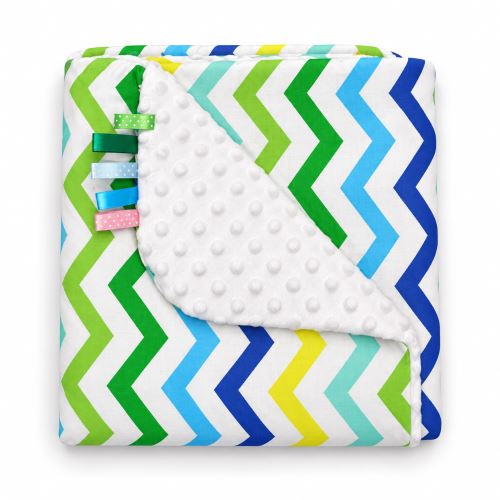 Oboustranná deka Bavlna a Minky 75 × 100 cm – Barevný cikcak / bílá