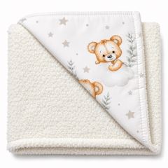 Dětská luxusní oboustranná deka beránek 90x75 cm, Sleepy Teddy, bílá, cream
