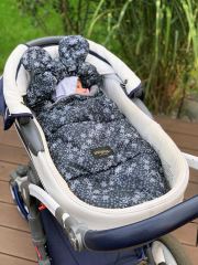 Baby Nellys nepromokavý fusak s oušky MIKI, fleece Velvet 90 x 50 cm - černá s hvězdami (3)