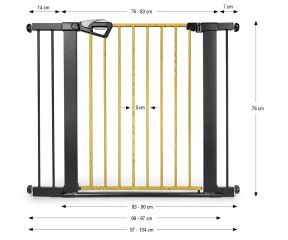 Dětská bezpečnostní zábrana GUARDY 104 cm – branka na schody a dveře (76–104 cm), černá (8)
