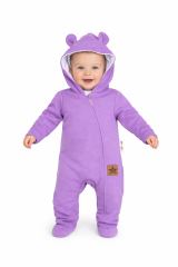 Baby Nellys Kojenecký teplákový overal s kapucí Teddy - fialový