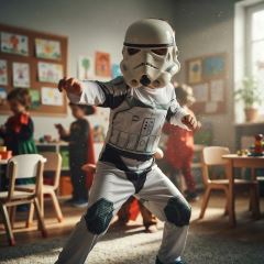 Dětský kostým Star wars Stormtrooper se svaly a maskou 116-122 M (4)