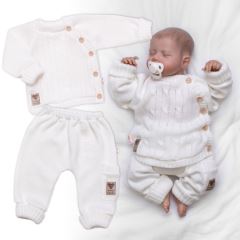 Rostoucí pletený svetřík a kalhoty s kapsou Hand Made 2D, Nature, smetanový