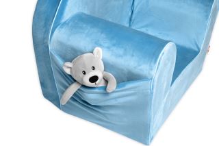 Dětské křesílko Teddy Velvet s boční kapsou Baby Nellys, modré (1)