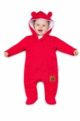 Baby Nellys Kojenecký teplákový overal s kapucí Teddy - malinový