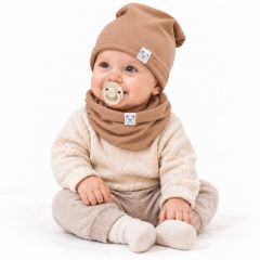 Čepice s nákrčníkem bavlna, Little Bear, Baby Nellys, béžová