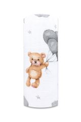 Tetrová plenka 70×80 cm Basic, 100% bavlna,  Teddy Ballons, šedý - 1ks