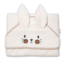 Dětská froté osuška s kapucí 80 x 80 cm, Cute Bunny - smetanová, Baby Nellys