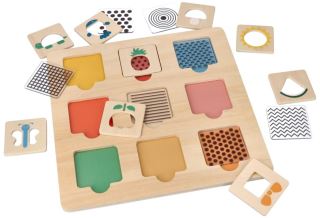Dřevěná aktivní vkládačka/puzzle se vzory, přírodní (2)
