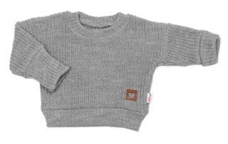 Rostoucí oversize pletený svetřík pro miminko, šedý (2)