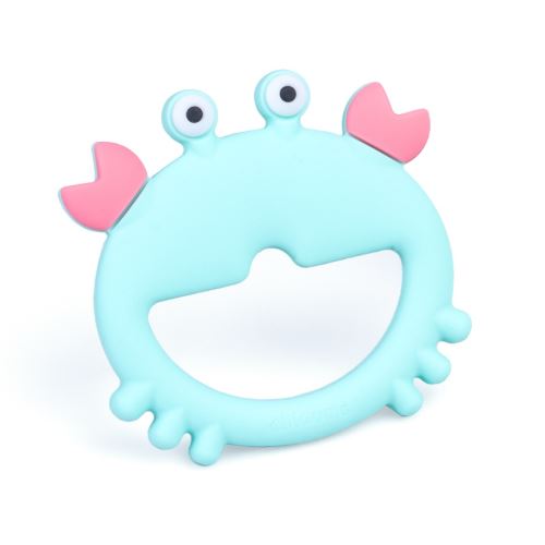 GiliGums Dětské silikonové kousátko Crab Teether, 3m+, 1 ks, mátový (4)