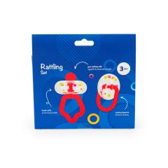 GILIGUMS Sada 2 chrastítek s korálky – elegantní balení, dárek, 3m+, červená (2)