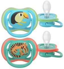 Ultra Air dudlík 6–18 m kluk, 2 ks – ortodontický silikonový dudlík, prodyšný, Tukan