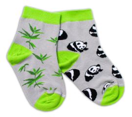 Baby Nellys Bavlněné veselé ponožky Panda - šedé