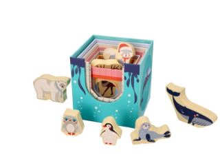 Skládací pyramida s dřevěnými zvířatky, Antarktida, Adam Toys (6)