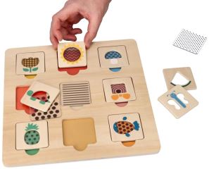 Dřevěná aktivní vkládačka/puzzle se vzory, přírodní (4)