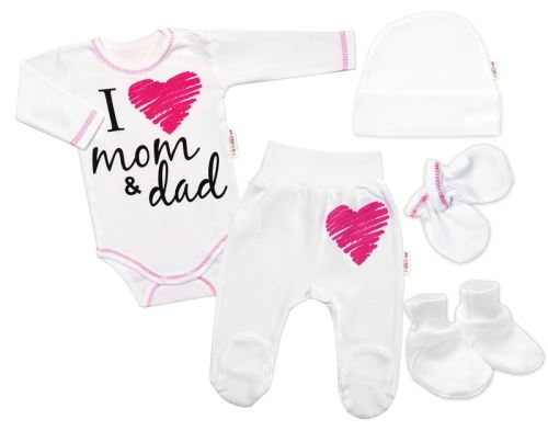 5-ti dílná soupravička do porodnice I love mom & dad, holka