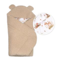 Beránková zavinovačka s kapucí bavlna/beránek, Teddy Boucle - Srnka béžová, hnědá (1)