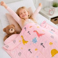 Zátěžová deka TULLO Fizjo 3 kg, 100 × 150 cm, růžová s dinosaury (5)