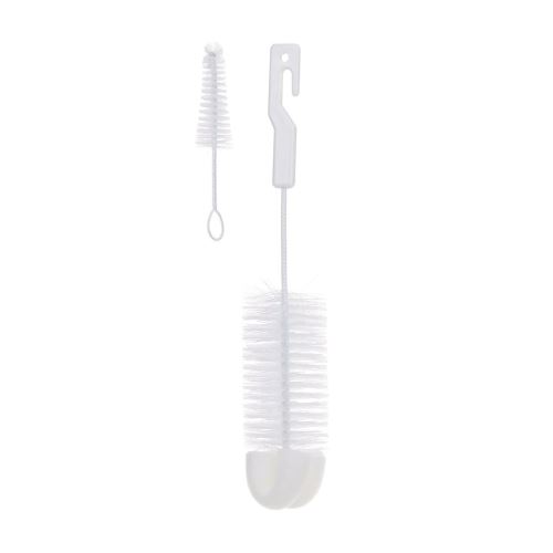 Kartáč k mytí lahviček a saviček s houbičkou  - bílý