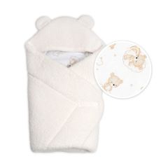 Beránková zavinovačka s kapucí bavlna/beránek, Teddy Boucle - Medvídek smetana (1)