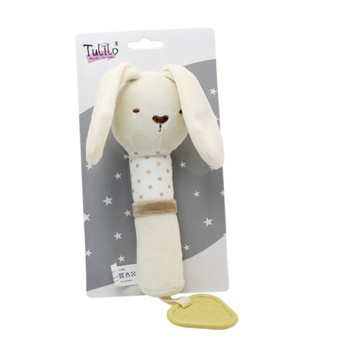 Plyšová hračka s pískátkem a kousátkem Králíček - smetanový