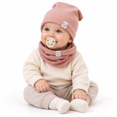 Čepice s nákrčníkem bavlna, Little Bear, Baby Nellys, pudrová