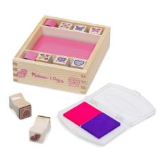Melissa&Doug Dřevěná razítka v krabici - Motýlci a srdíčka (2)