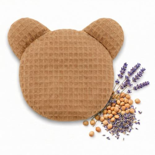Termofor TEDDY- nahřívací polštářek s třešňovými pecičkami a levandulí - hnědá