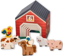 Domečky/pyramidy s 6 dřevěnými zvířátky, Farma (3)