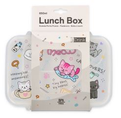 Dětský svačinový box Kočičky 650 ml, iTotal, bílá