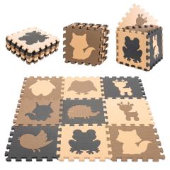 Pěnové puzzle Zvířátka béžové 85×85 cm – 9 dílů, EVA pěna, 3+
