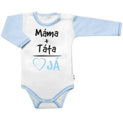 Body dlouhý rukáv s vtipným textem Baby Nellys, Máma+Táta, kluk