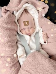 Oteplený fusák, deka s kapucí do autosedačky Beránek, Baby Nellys - pudrová, růžová (5)