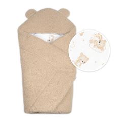 Beránková zavinovačka s kapucí bavlna/beránek, Teddy Boucle - Medvídek béžová (3)