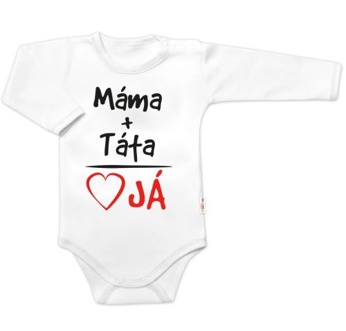 Body dlouhý rukáv s vtipným textem Baby Nellys, Máma+Táta, bílé