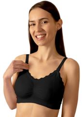 Kojící podprsenka s krajkou BabyOno, černá, D80-85 cm (1)