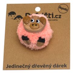2Kids Toys Dřevěná magnetka velká pompon Prase (1)