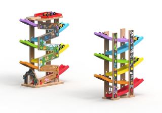 Velká dřevěná závodní dráha 12 ramp – 36 dílů, 2Kids Toys, 18m+ (2)