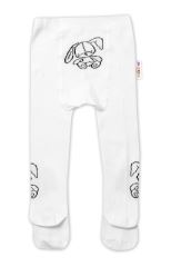 Baby Nellys Dětské bavlněné punčocháče Cute Bunny - bílé (1)