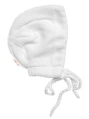 Pletená čepička na zavazování bonetka Boy, Hand Made Baby Nellys, bílá (1)