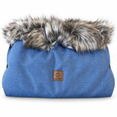 Rukávník ke kočárku s kožešinou – Jeans