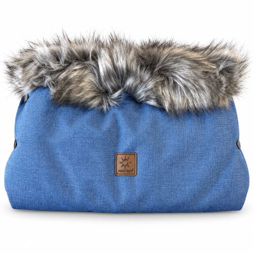 Rukávník ke kočárku s kožešinou – Jeans (3)